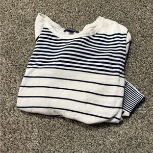 Lands' End Navy and White Striped Top